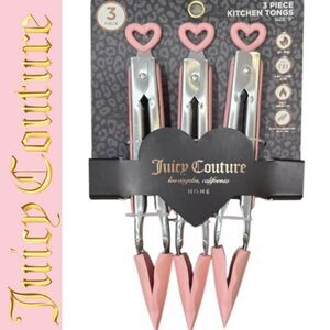 Juicy Couture Home 3-Pc Heart Lock Kitchen Tongs